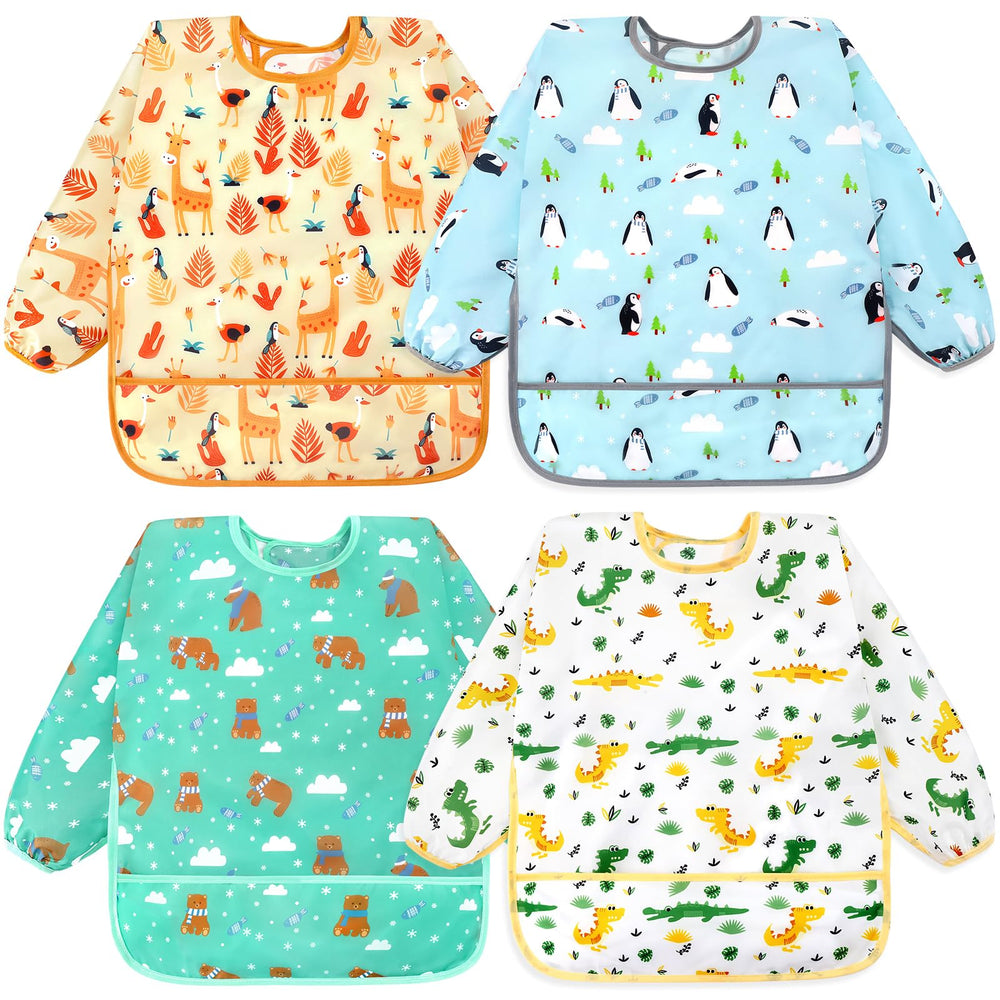 Accmor long sleeve bib worn by baby for meal protection