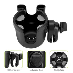Accmor 360-degree clamp on-stroller cup holder enables flexible mounting on varied bars