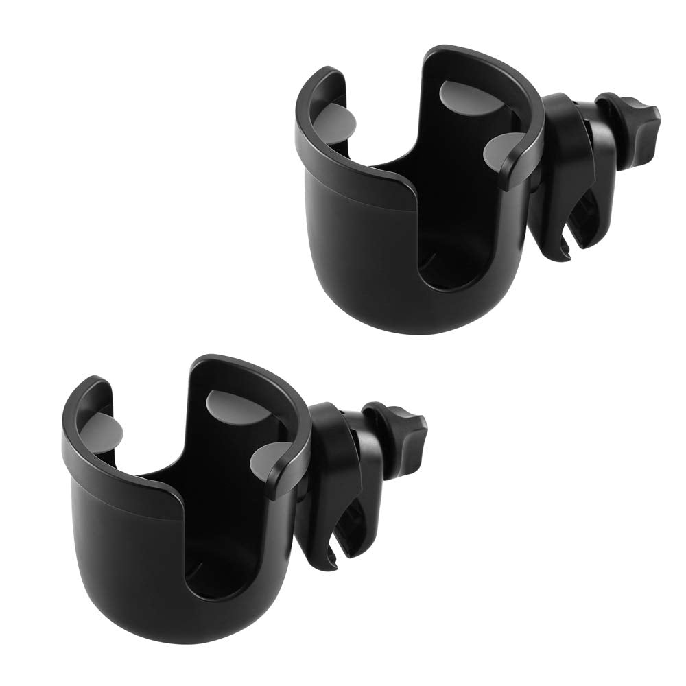 Accmor stroller cup holder installed on a stroller keeps drinks within easy reach.