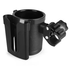 Accmor stroller cup holder demonstrates securing space for phones up to 6.5 inches.