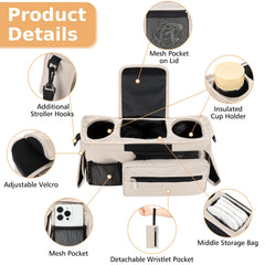 Accmor stroller organizer adjustable Velcro strap fits various stroller models securely.