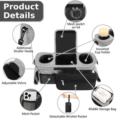 Detachable wristband pocket and mesh pocket in Accmor organizer for small items.