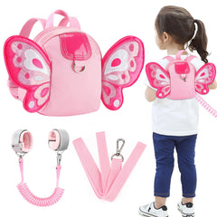 Accmor butterfly backpack front view in pink with secure harness.