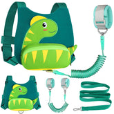 Accmor toddler harness with dinosaur pattern in turquoise keeps kids close during outings.
