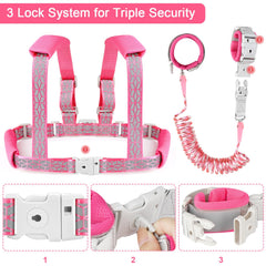Accmor kid walking harness side view highlights adjustable shoulder straps for comfort.