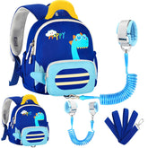 Accmor toddler leash backpack front view with dinosaur print for safer park outings
