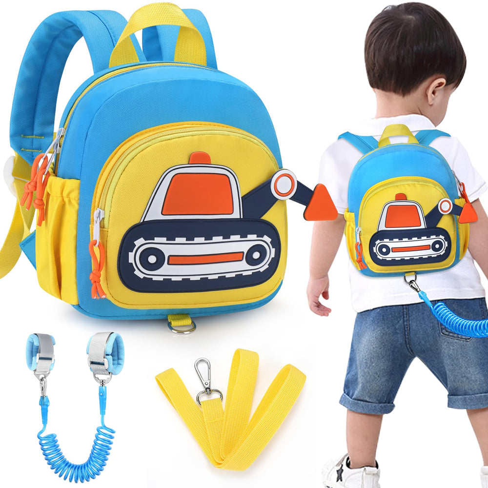 Accmor toddler leash backpack excavator front view supports safe, easy packing for outings.
