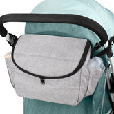 Accmor universal stroller organizer front view showing spacious main compartment for diapers and wipes.