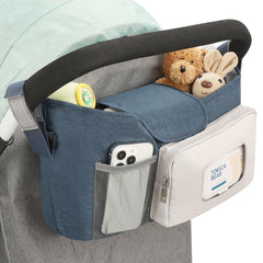 Accmor universal stroller organizer front view with dual insulated cup holders for temp-controlled drinks