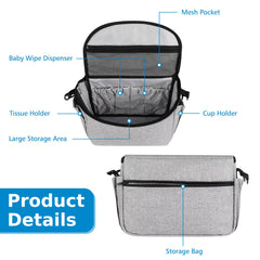 Accmor universal stroller organizer large storage compartment fits baby formula can and wipes.