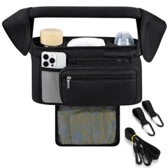 Accmor universal stroller organizer middle storage compartment fits diapers and wipes for quick access.