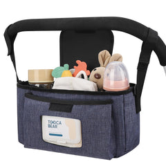 Accmor universal stroller organizer strap attachment demonstrates a secure, stable fit on most strollers.
