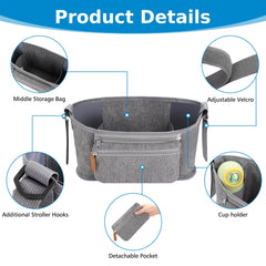 Accmor universal stroller organizer Velcro strap provides secure, adjustable installation.