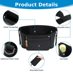 Accmor universal stroller organizer with zippered phone pocket secures valuables during outings.