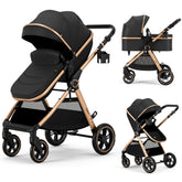 Accombe 2-in-1 stroller bassinet-convertible in use for newborn sleeping during a stroll