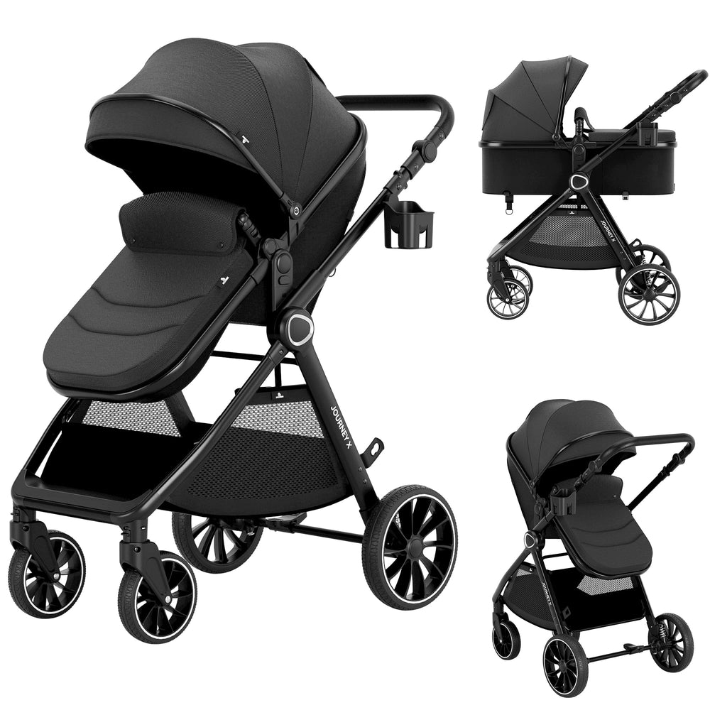 ACCOMBE baby stroller 2in1 shows a sleek design for everyday strolls with baby comfort.
