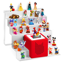 ACEPRUT Tonies shelf magnetic surface securely holds figurines for tidy display.
