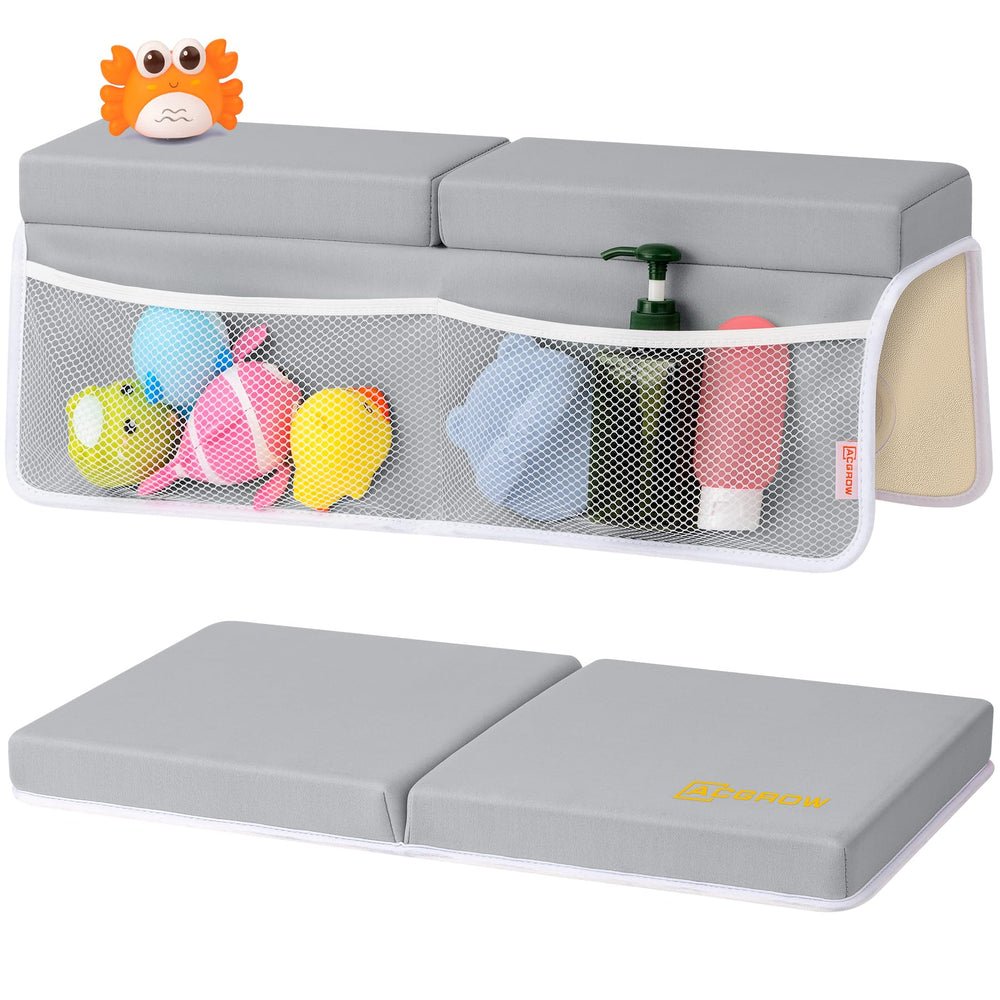 ACGROW bath kneeler cushion close-up showing 1.5-inch memory foam comfort for baby baths