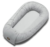 ACIROC Baby Lounger gray cover closeup showing soft fabric and safe padding for newborns.