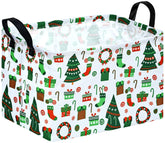 ACMUUNI Christmas gift basket storage bin in canvas adds festive organization.