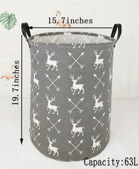 ACMUUNI deer round laundry hamper with collapsible design for compact storage.