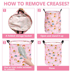 ACMUUNI elephant pattern round hamper side view highlighting durable outer fabric for daily use
