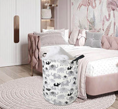 ACMUUNI laundry hamper full-dimension showcases round shape ideal for quick laundry sorting.