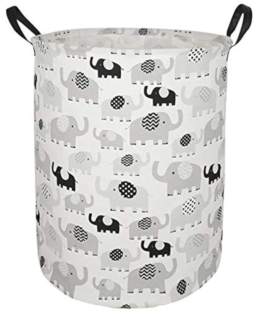 ACMUUNI laundry hamper round top view shows spacious storage for clothes and toys.
