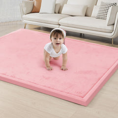 ACOMOPACK baby play mat pink laid flat for tummy time and play