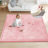 ACOMOPACK baby play mat pink foam close-up showing thick cushioning for comfy floor time