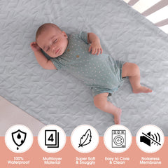 ACRABROS baby waterproof crib mattress pad close-up of soft quilted top surface for baby comfort.