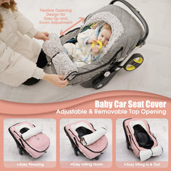 ACRABROS car seat cover with zipper peep window for easy view and airflow