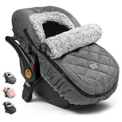 ACRABROS winter infant car seat cover with zipper peep window for quick checks.