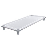 Acrimet nap cot frame in stainless steel offers sturdy daily support for resting children.