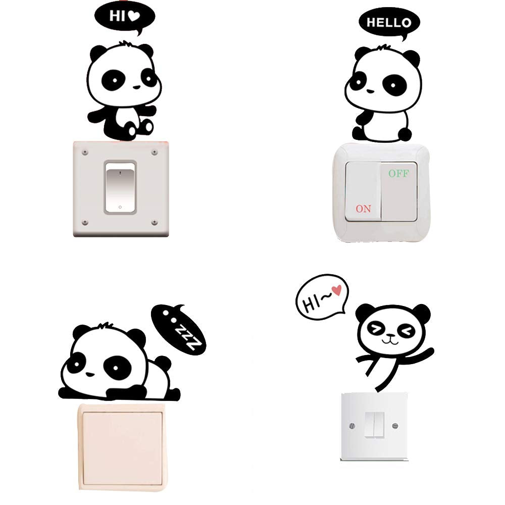 Adam Victor removable switch sticker pandas wall sticker 4pcs for kid-friendly decor