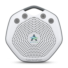 Adaptive Sound Technologies LectroFan Alpha portable design soothes baby in crib.