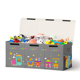 ADEHMDA 120L toy storage box with lid shows ample capacity for plush toys