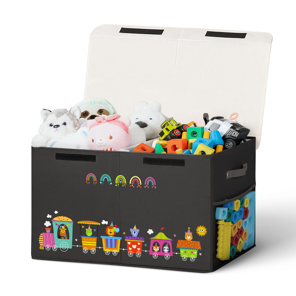 ADEHMDA 80L toy storage box lid closeup shows a dust-protecting, kid-friendly top