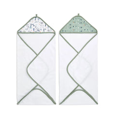aden-anais Aden Classic Hooded Towel Dinotime close-up of plush cotton terry for quick drying