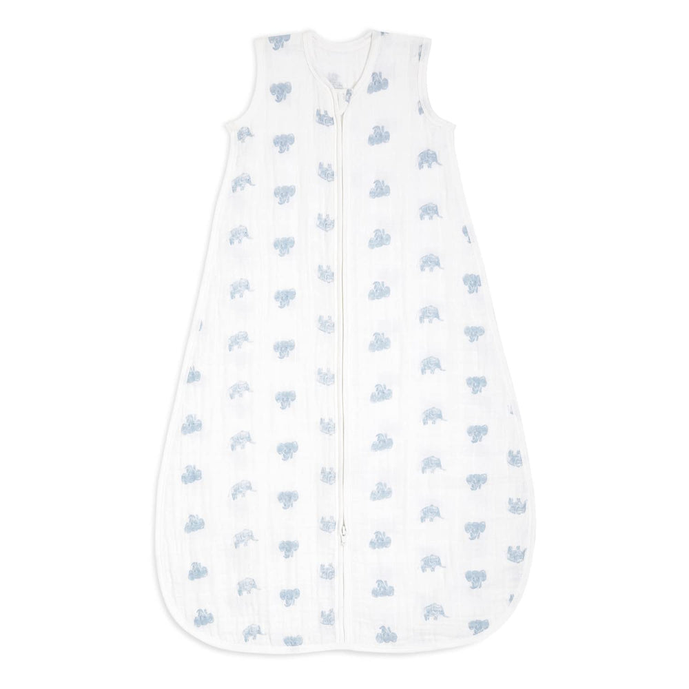 aden-anais baby sleeping bag Animal Kingdom front view highlights breathable muslin for comfy sleep
