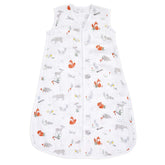 aden-anais baby sleeping bag worn in crib for safe, breathable sleep.