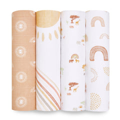 aden + anais Boutique Muslin Swaddle blanket close-up shows soft, breathable fabric for baby comfort.