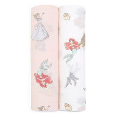 Aden + Anais Disney Princess swaddle blanket with cozy princess pattern for newborns.