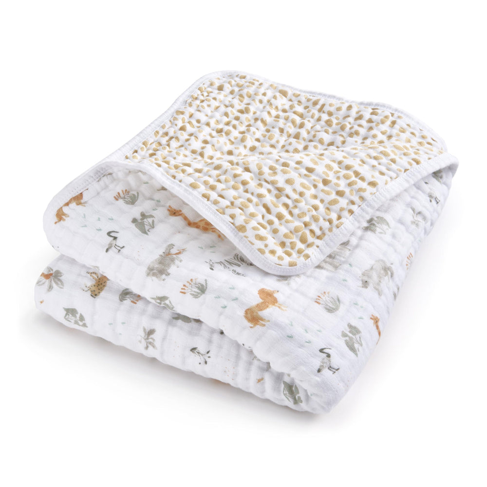 aden + anais dream blanket closeup shows soft muslin fabric for gentle baby skin.