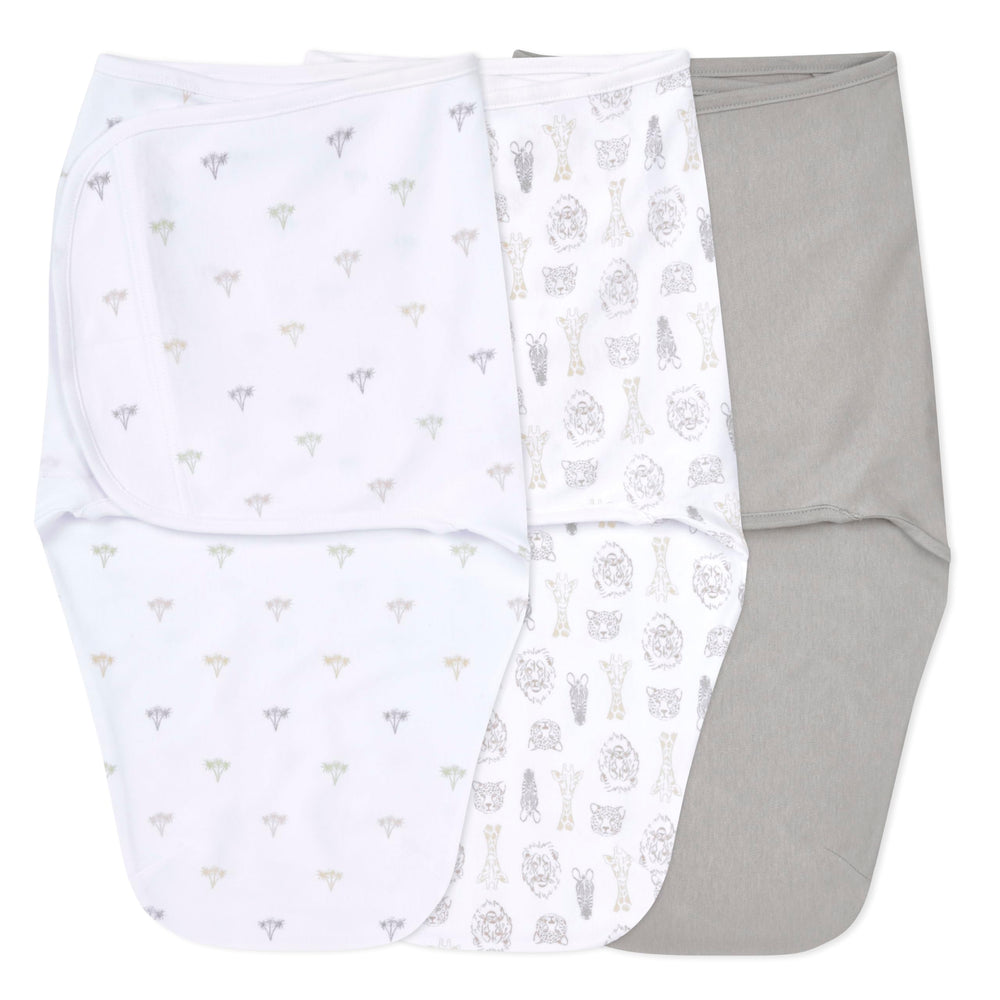 aden + anais Easy Swaddle Wrap on safari front view with cozy, breathable cotton