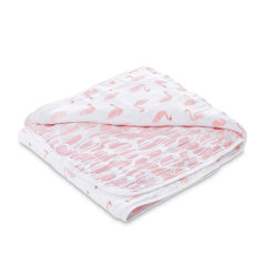 aden + anais Essentials Dream Blanket swans closeup shows breathable muslin softness for gentle nursery comfort.
