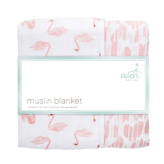 aden + anais Essentials Dream Blanket swans on baby demonstrates lightweight warmth during stroller rides.