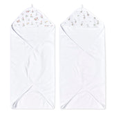 aden and anais Essentials hooded towel Country Floral front view shows plush cotton terry for gentle drying