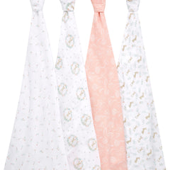 aden + anais baby swaddle Blushing Bunnies showcases ultra-soft cotton that softens with every wash.