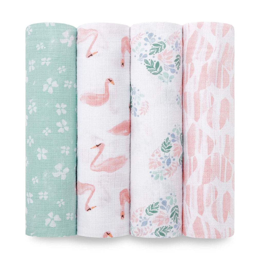 aden + anais Essentials muslin swaddle Briar Rose β breathable cotton for cozy swaddling.